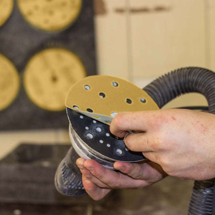 100pcs / Box 5 Inch 8 Holes Round Disc Sanding Sandpaper 125mm Yellow Sand Flocking Sheet, Grit: ...