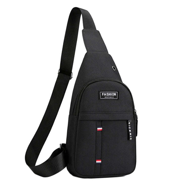 Men Chest Bag Casual Sports Shoulder Crossbody Bag Canvas Backpack(Black)