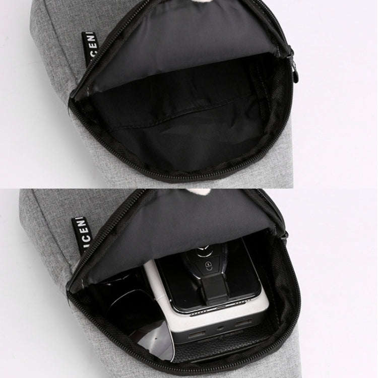 Men Chest Bag Casual Sports Shoulder Crossbody Bag Canvas Backpack(Black)