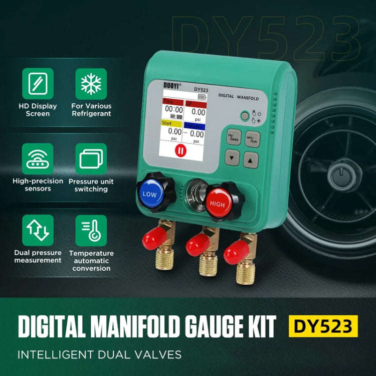 2pcs / Set DUOYI DY523 Automotive Vacuum Pressure Gauge Liquid Charge Fluorine Repair Electronic ...