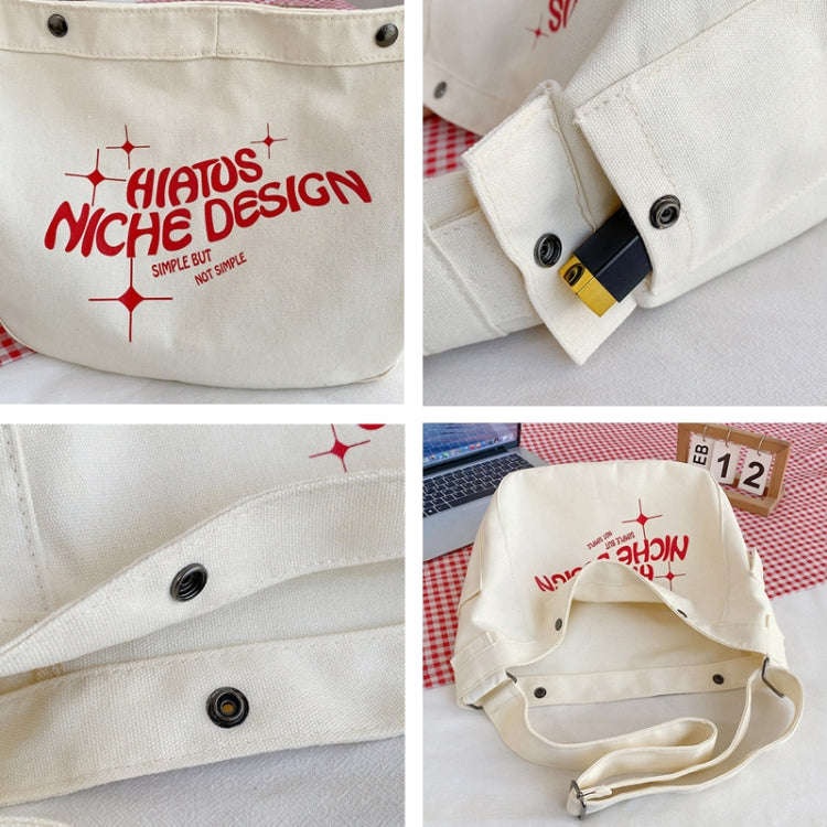 Large Capacity Canvas Bag Women Tote Printed Letter Casual Simple Shoulder Bag(Khaki)
