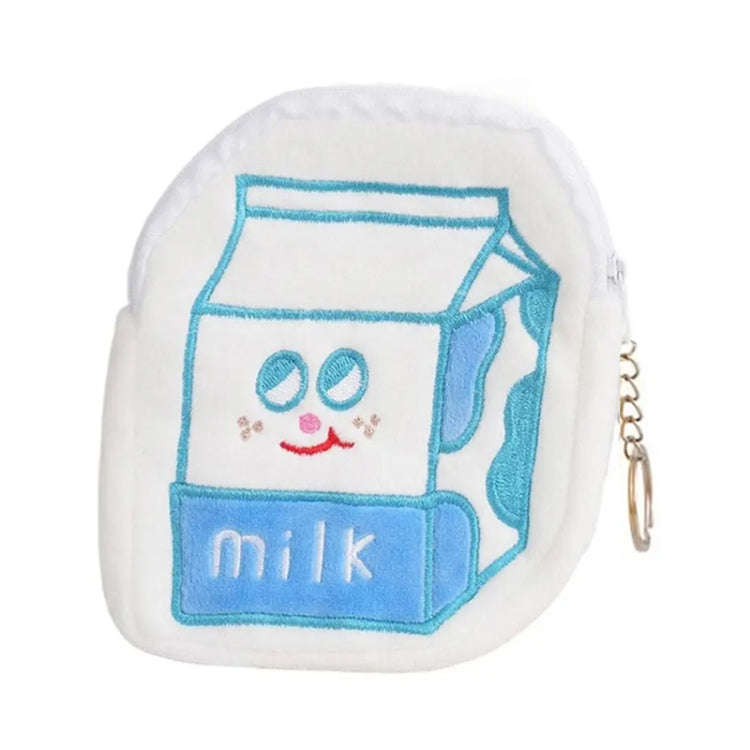Cute Breakfast Cartoon Wallet Coin Lipstick Data Cable Storage Bag Purse, Style: Milk