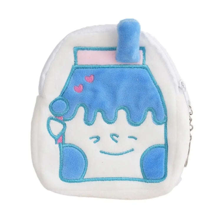Cute Breakfast Cartoon Wallet Coin Lipstick Data Cable Storage Bag Purse, Style: Yogurt