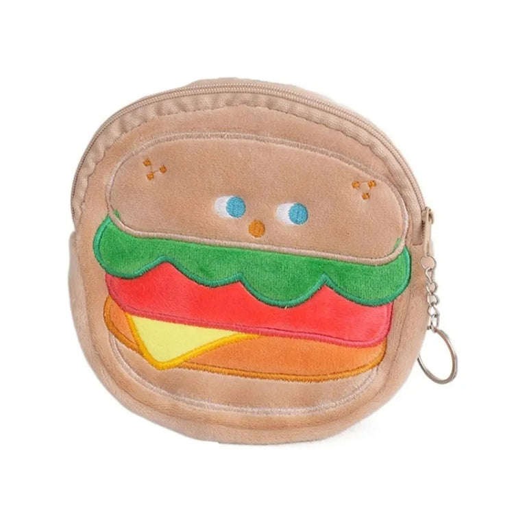 Cute Breakfast Cartoon Wallet Coin Lipstick Data Cable Storage Bag Purse, Style: Hamburger