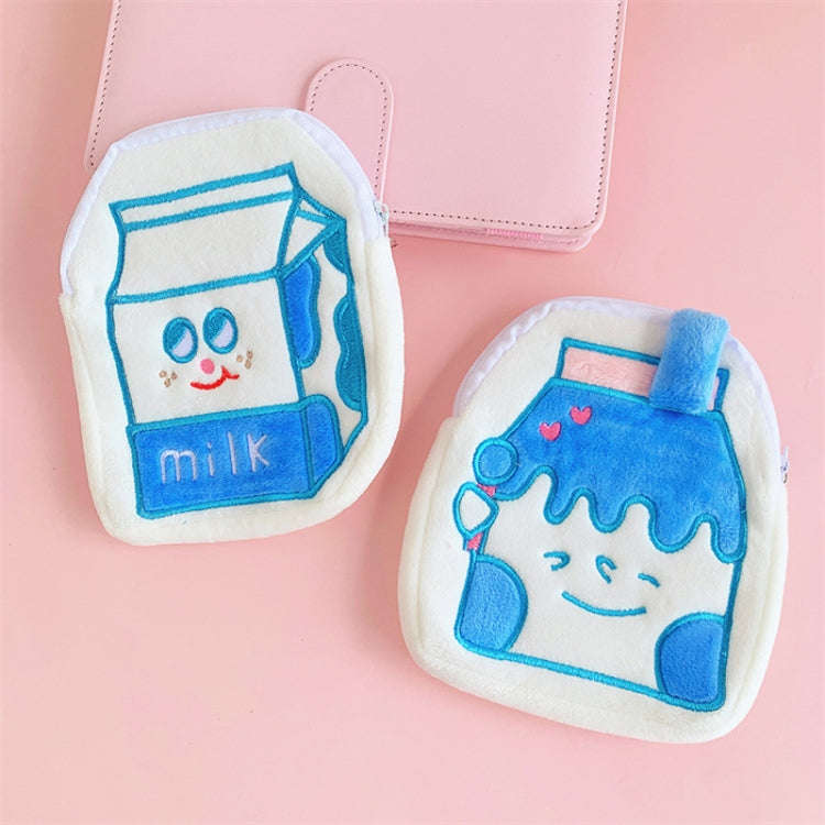 Cute Breakfast Cartoon Wallet Coin Lipstick Data Cable Storage Bag Purse, Style: Milk