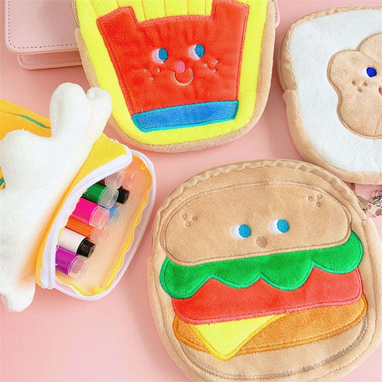 Cute Breakfast Cartoon Wallet Coin Lipstick Data Cable Storage Bag Purse, Style: Milk