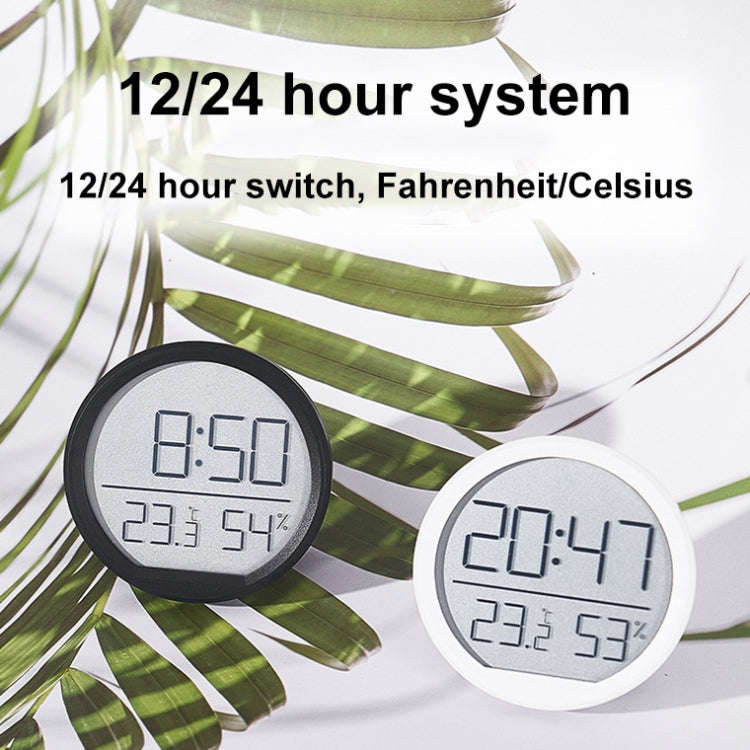 Slim Magnetic Thermometer And Hygrometer Clock Home Wall-Mounted Electronic Clock(White)