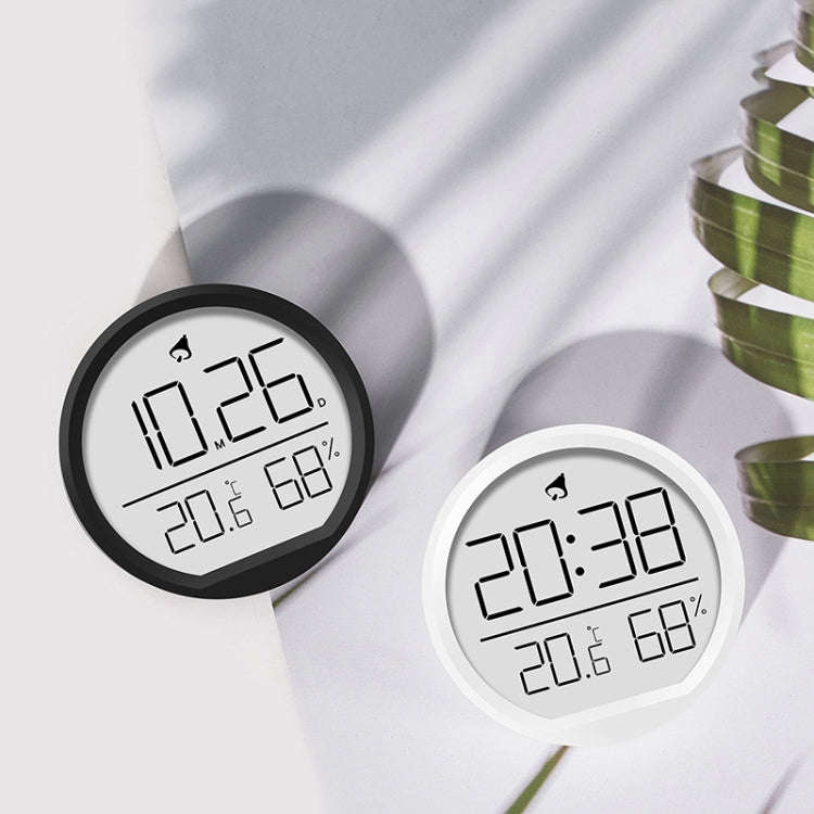 Slim Magnetic Thermometer And Hygrometer Clock Home Wall-Mounted Electronic Clock(White)