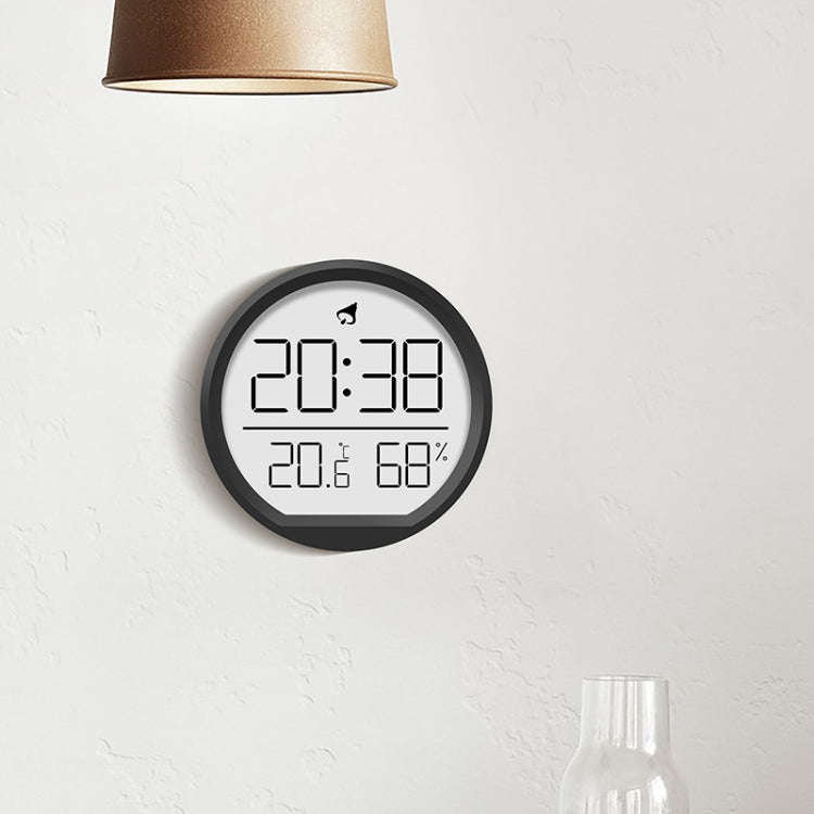 Slim Magnetic Thermometer And Hygrometer Clock Home Wall-Mounted Electronic Clock(White)
