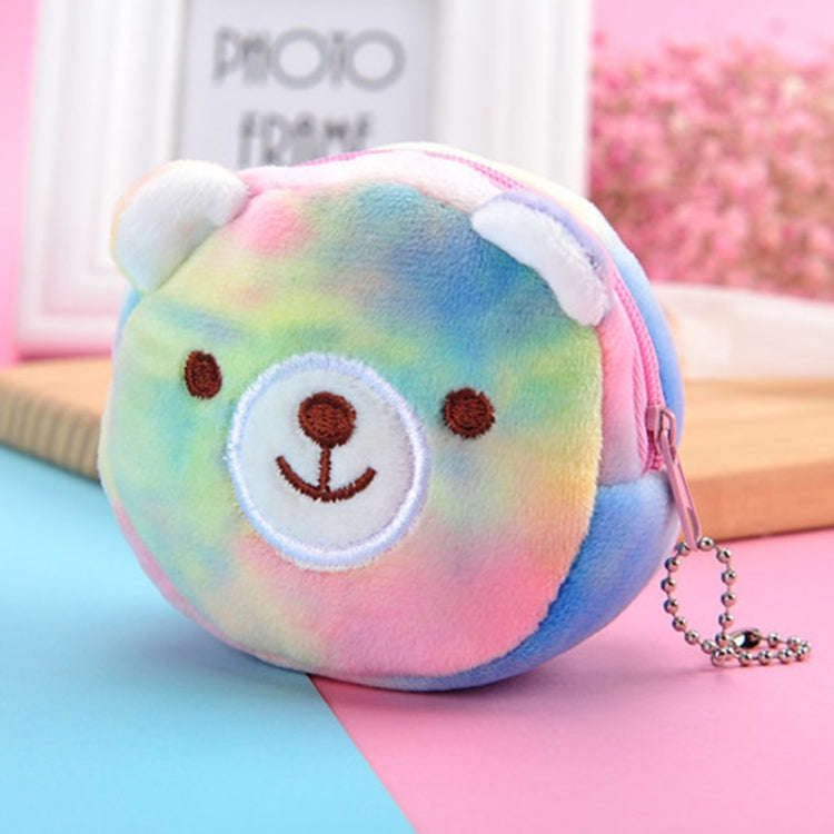 Mini Colorful Round Plush Coin Purse Lipstick Data Cable Portable Bag, Style: Bears