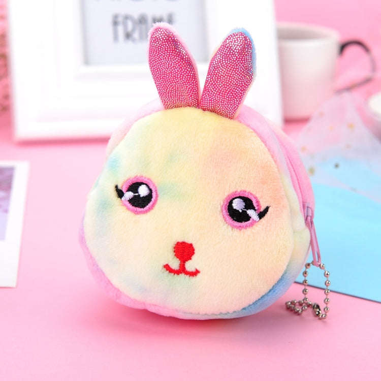Mini Colorful Round Plush Coin Purse Lipstick Data Cable Portable Bag, Style: Big Eyes Rabbit