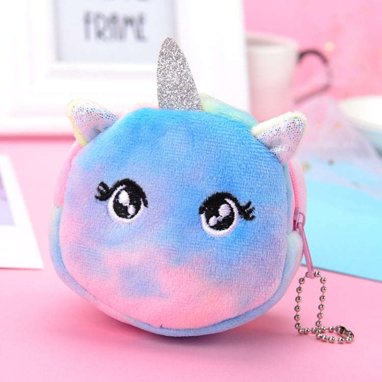 Mini Colorful Round Plush Coin Purse Lipstick Data Cable Portable Bag, Style: Big Eyes Colt