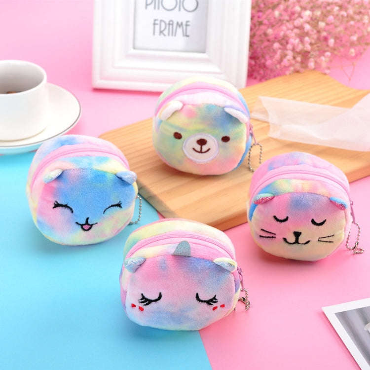 Mini Colorful Round Plush Coin Purse Lipstick Data Cable Portable Bag, Style: Kitten