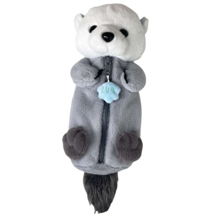 Cute Otter Plush Pen Pouch Practical Cartoon Animal Student Stationery Storage Bag(Grey)