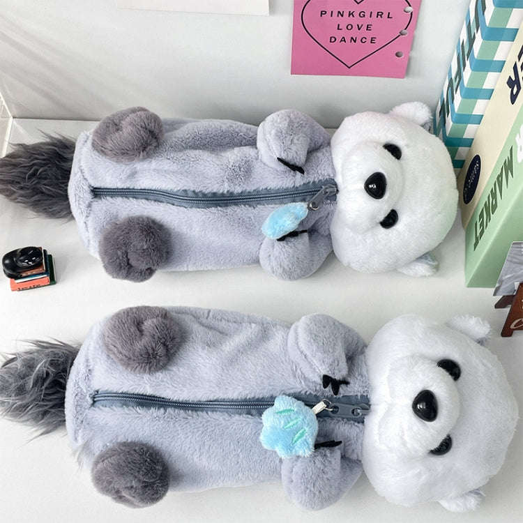 Cute Otter Plush Pen Pouch Practical Cartoon Animal Student Stationery Storage Bag(Grey)