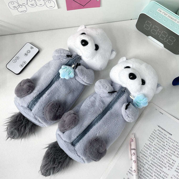 Cute Otter Plush Pen Pouch Practical Cartoon Animal Student Stationery Storage Bag(Grey)