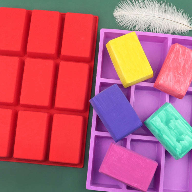9 Grids Long Cubes Silicone Cake Mold Handmade Aromatherapy Soap Mold(Red)