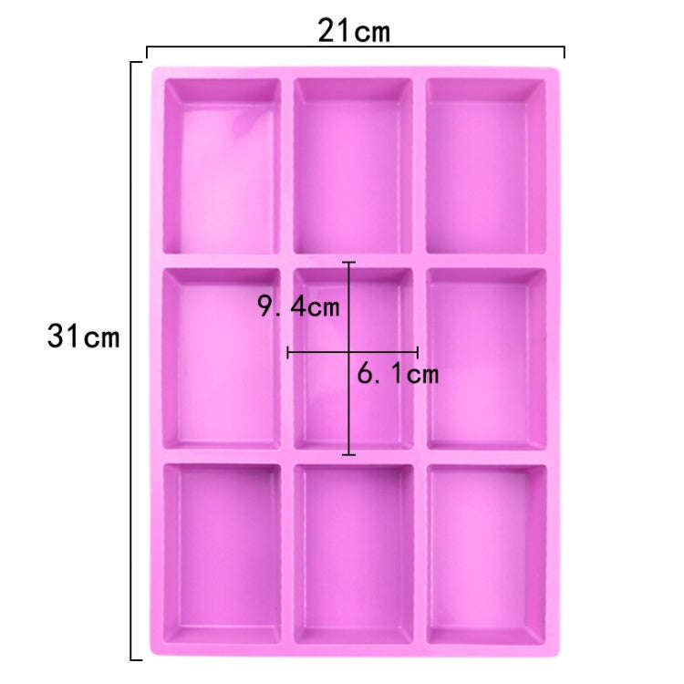 9 Grids Long Cubes Silicone Cake Mold Handmade Aromatherapy Soap Mold(Red)