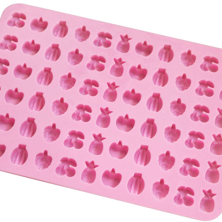 66 Grids Fruit Silicone Fudge Molds Mini Candy Molds(Pink)