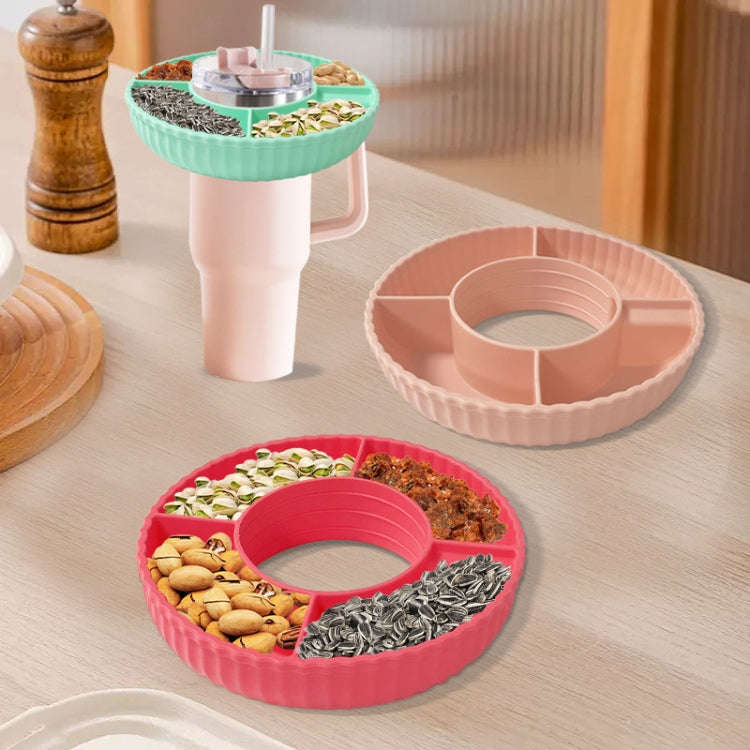 For Stanley Quencher 40oz Tumbler With Handle Snack Tray Silicone Reusable Snack Container(Pink)