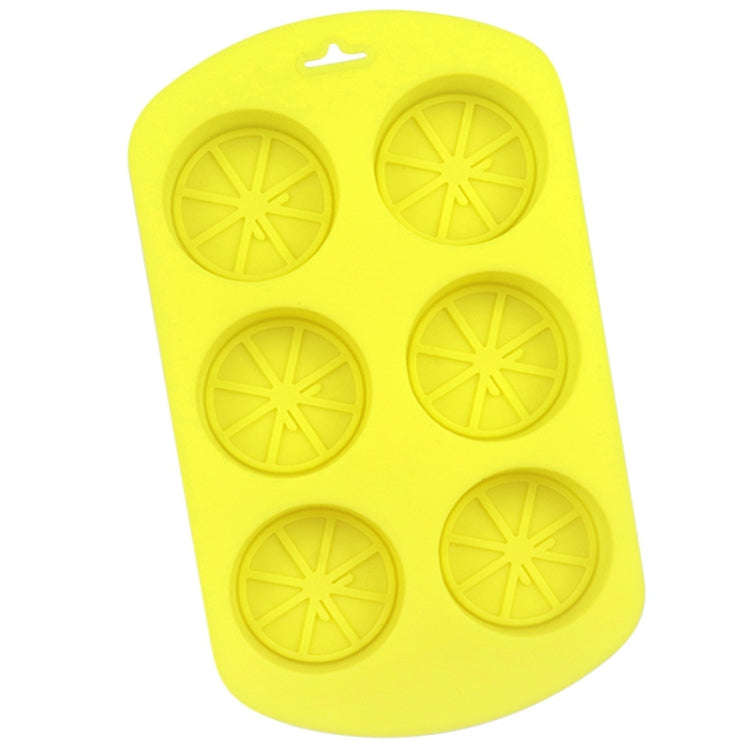 6 Grids Round Lemon Shape Silicone Moon Cake Model Kitchen Baking Handmade Cake Mold(Yellow)
