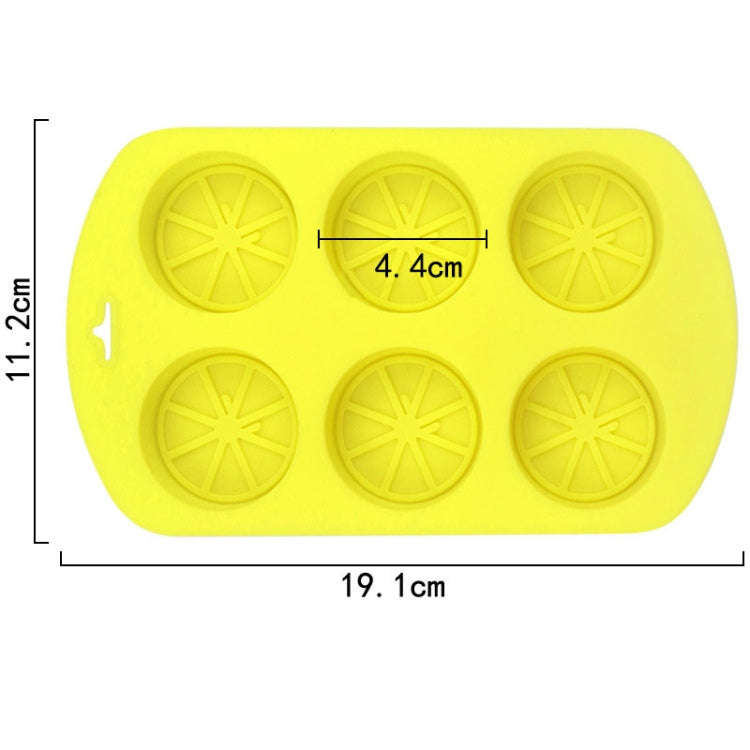 6 Grids Round Lemon Shape Silicone Moon Cake Model Kitchen Baking Handmade Cake Mold(Yellow)
