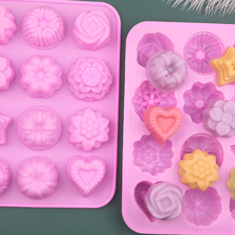 12 Grids Different Flower Grass Shape Silicon Model Kitchen Baking Cake Model DIY Handmade Soap M...