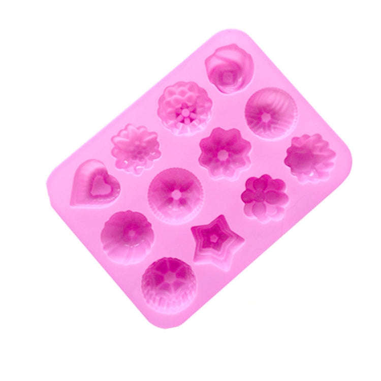 12 Grids Different Flower Grass Shape Silicon Model Kitchen Baking Cake Model DIY Handmade Soap M...
