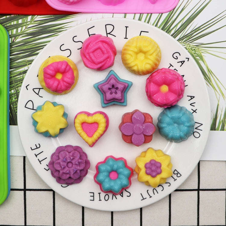 12 Grids Different Flower Grass Shape Silicon Model Kitchen Baking Cake Model DIY Handmade Soap M...