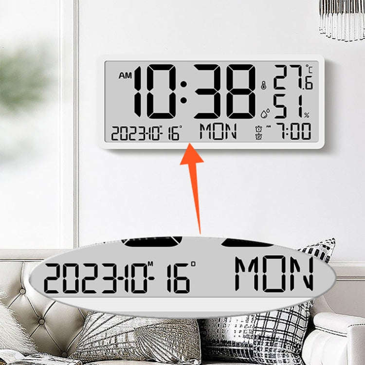LCD Multifunctional Living Room Wall Clock Electronic Clock With Date/Temperature/Humidity Displa...