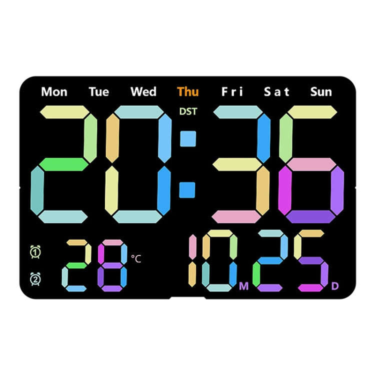 Multifunctional LED Digital Display Electronic Wall Clock Living Room Silent Alarm Clock, Color: ...