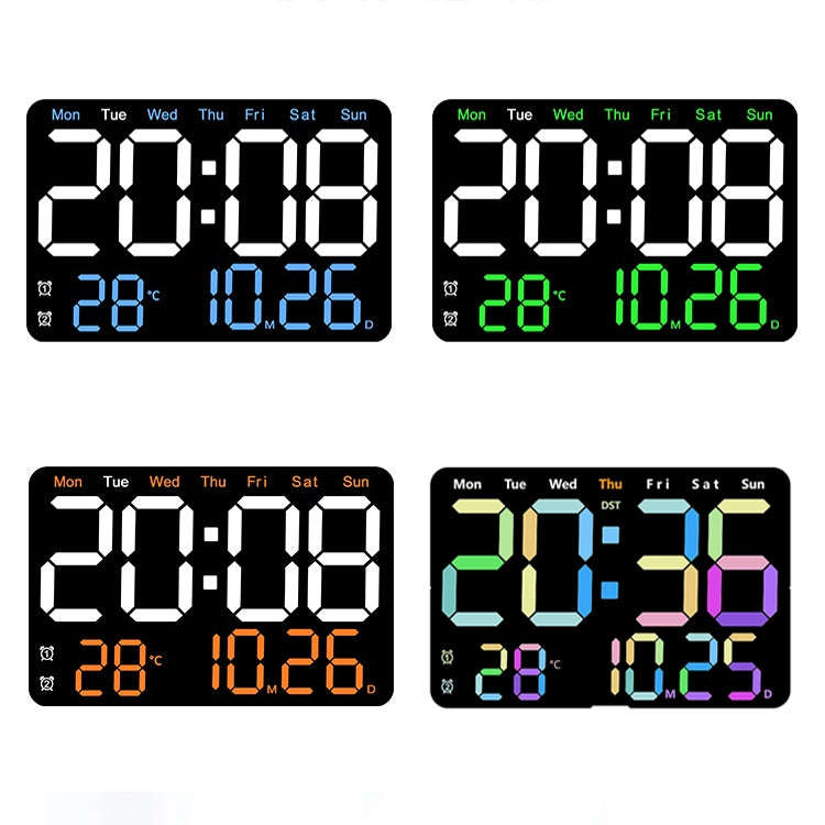 Multifunctional LED Digital Display Electronic Wall Clock Living Room Silent Alarm Clock, Color: ...
