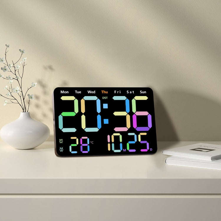 Multifunctional LED Digital Display Electronic Wall Clock Living Room Silent Alarm Clock, Color: ...