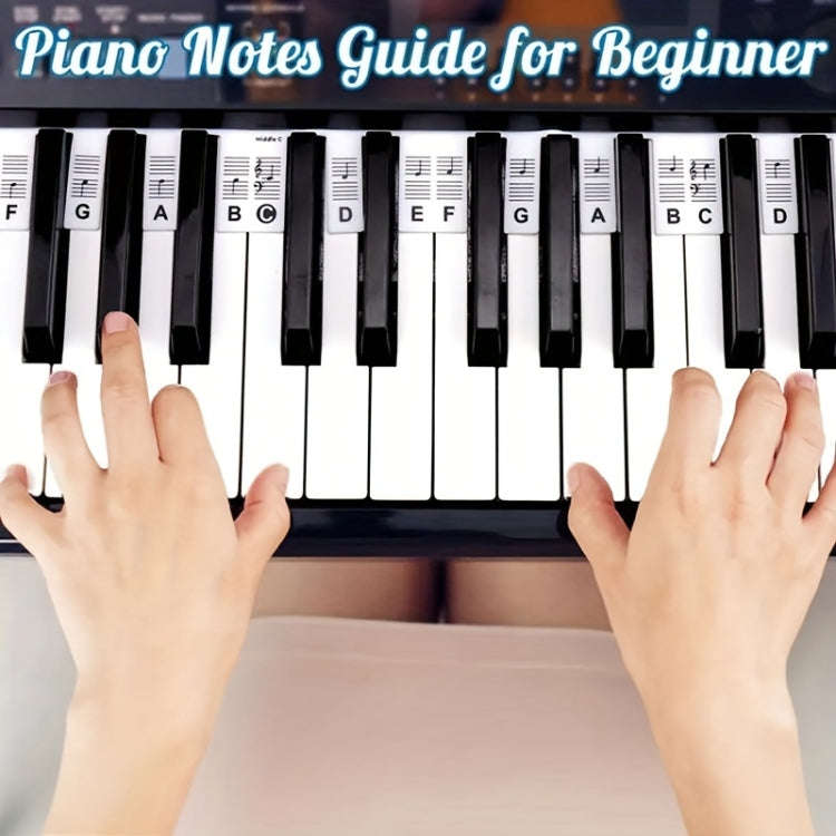 Silicone Piano Notes Guide Removable Piano Keyboard, Spec: 88 Keys White Bottom Black Text