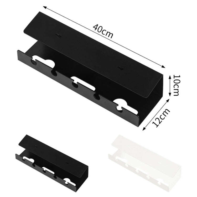 Under Desk Cable Organizer Hole-Free Home Computer Table Bottom Power Cord Plug Storage Rack(Black)
