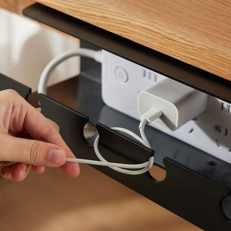 Under Desk Cable Organizer Hole-Free Home Computer Table Bottom Power Cord Plug Storage Rack(Black)