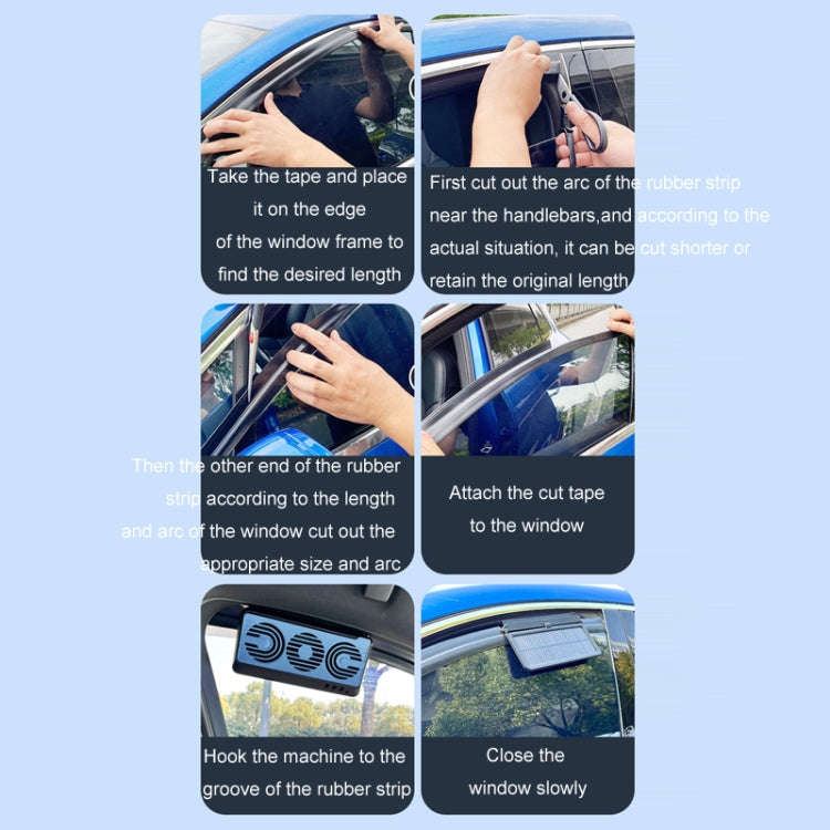 Solar Car Exhaust Fan Air Circulation Cooling Ventilation Fan(Black Blue)
