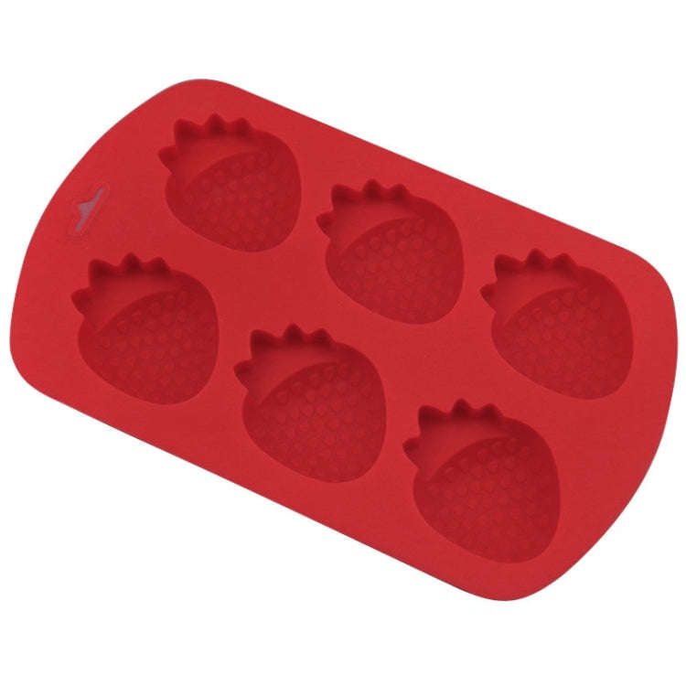 6 Grids Strawberry Silicone Cake Mold Baking DIY Chocolate Mould(Red)