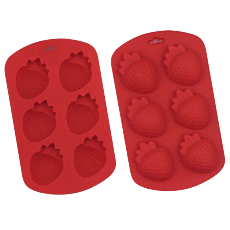 6 Grids Strawberry Silicone Cake Mold Baking DIY Chocolate Mould(Red)