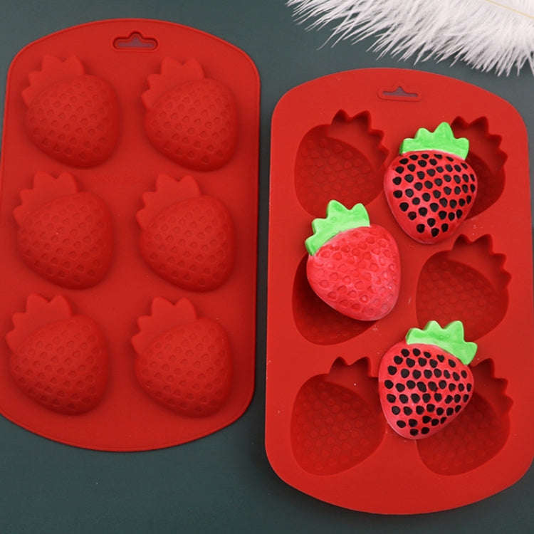 6 Grids Strawberry Silicone Cake Mold Baking DIY Chocolate Mould(Red)
