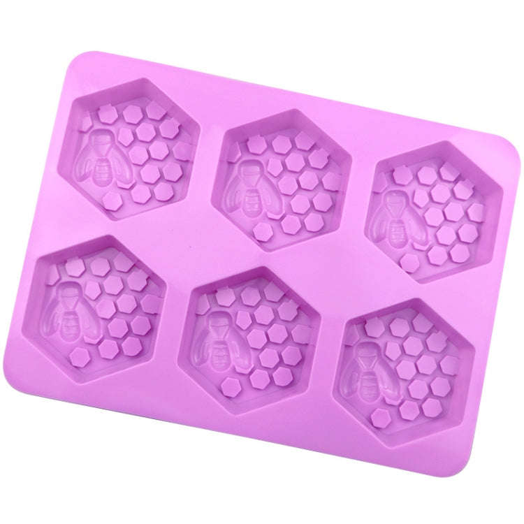 6 Grids Bee Hive Silicone Cake Molds Handmade Aroma Soap Mould(Purple)