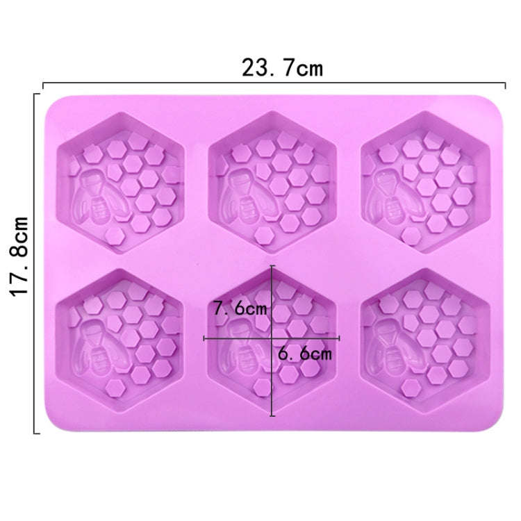 6 Grids Bee Hive Silicone Cake Molds Handmade Aroma Soap Mould(Purple)