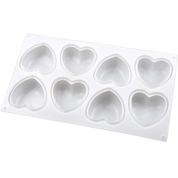 8 Grids Heart Silicone Chocolate Mold Handmade Aroma Soap Mould(White)