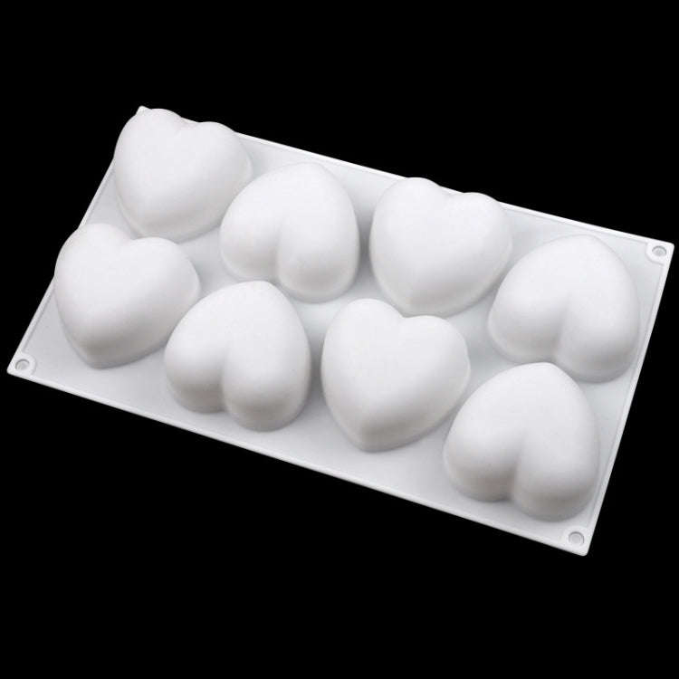 8 Grids Heart Silicone Chocolate Mold Handmade Aroma Soap Mould(White)