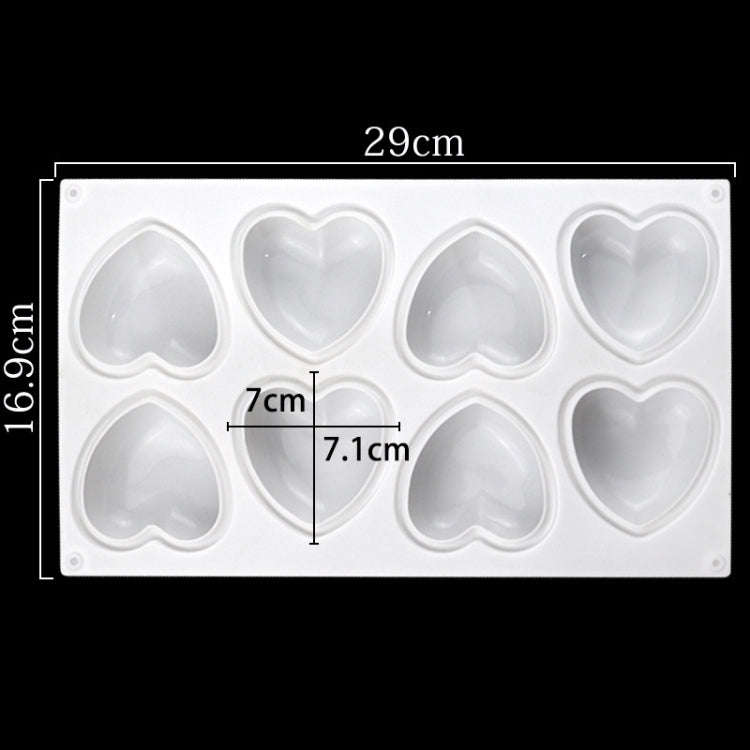 8 Grids Heart Silicone Chocolate Mold Handmade Aroma Soap Mould(White)