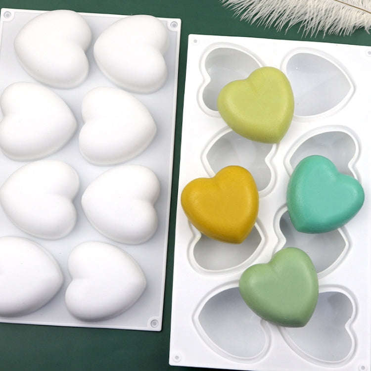 8 Grids Heart Silicone Chocolate Mold Handmade Aroma Soap Mould(White)