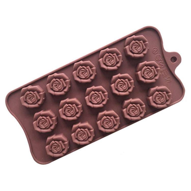 15 Grids Dimensional Rose Chocolate Mould Silicone Handmade Soap Molds(Chocolate Color)