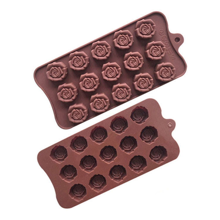 15 Grids Dimensional Rose Chocolate Mould Silicone Handmade Soap Molds(Chocolate Color)