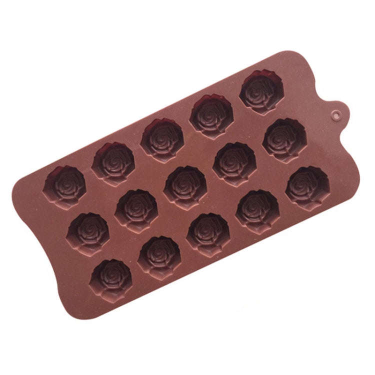 15 Grids Dimensional Rose Chocolate Mould Silicone Handmade Soap Molds(Chocolate Color)