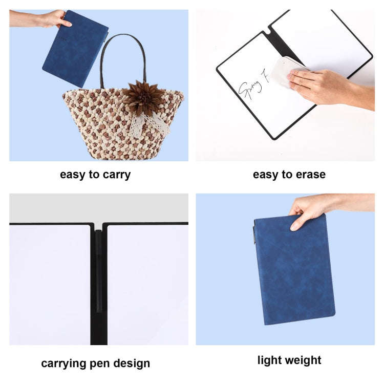 A5 Whiteboard Notebook Portable Erasable Draft Book Note Message Board(Cyan)